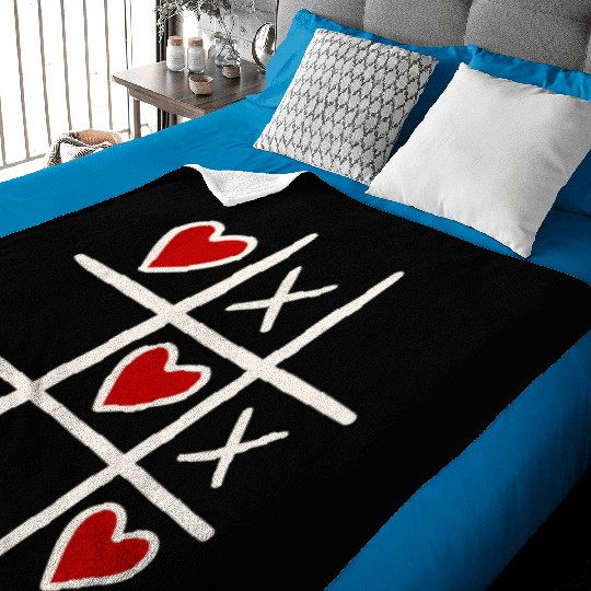 tic tac toe. valentines day gift. couple gift.dark Baby Blankets