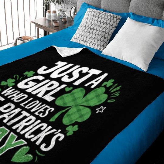 Just a Girl Who Loves St. Patrick's Day Shamrock Baby Blankets