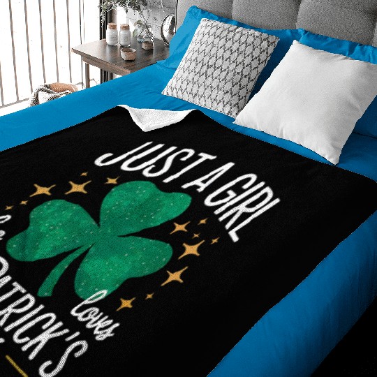 Just a Girl Who Loves St. Patrick's Day Shamrock Baby Blankets