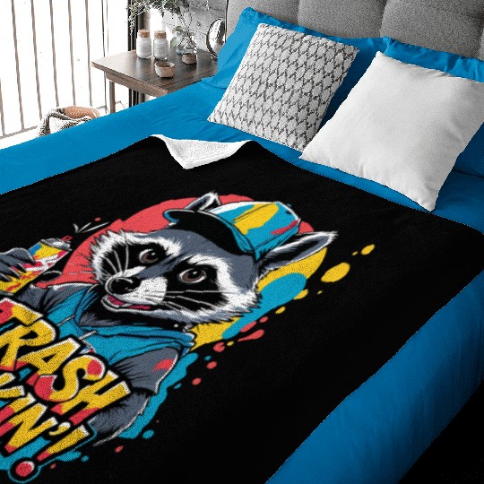 Trash Talkin' Raccoon Street Art Baby Blankets