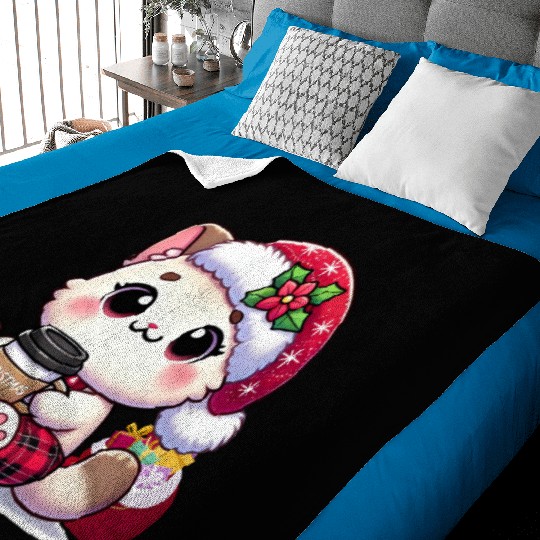 A Cute Kawaii Cat Drinking Coffee Baby Blankets