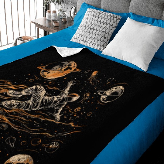 astronaut with basketball illustration Baby Blankets