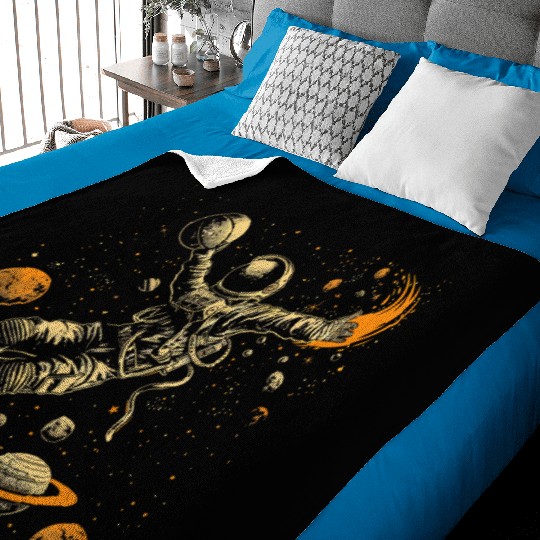 astronaut with basketball illustration Baby Blankets