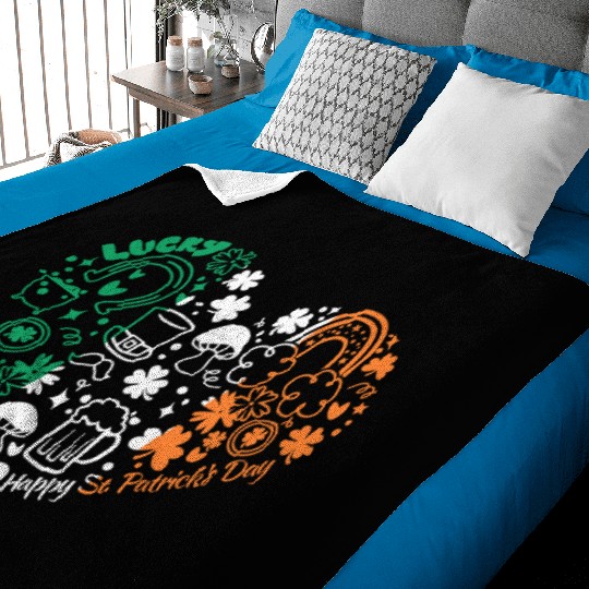 Kids Shamrock Heart Girls St Patricks Day Baby Blankets