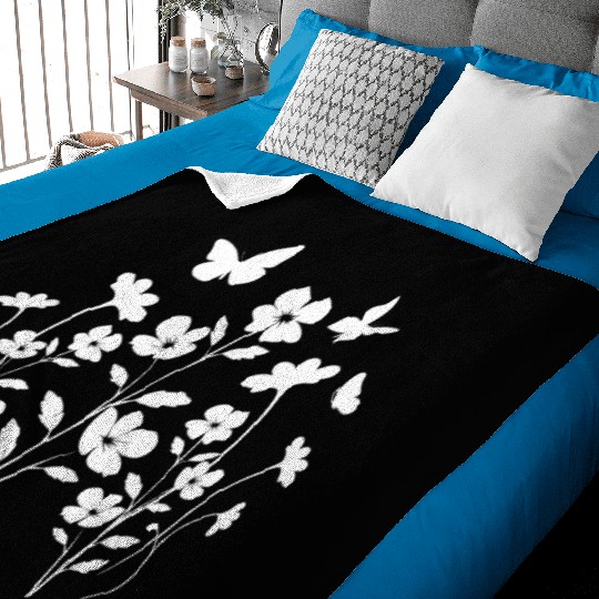 Flowers and Butterflies Baby Blankets