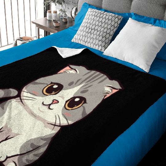 Cute Kawaii Cat Illustration Baby Blankets