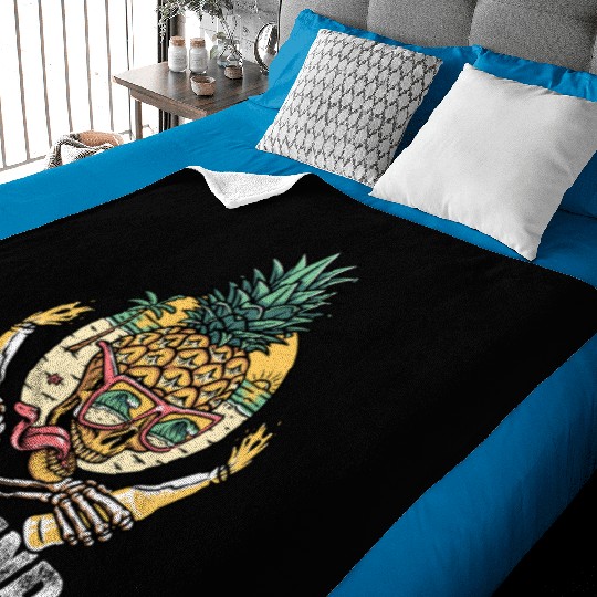 Rise and Grind – Tropical Skull Party Baby Blankets