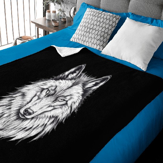 Wolf Face: Majestic and Wild Baby Blankets
