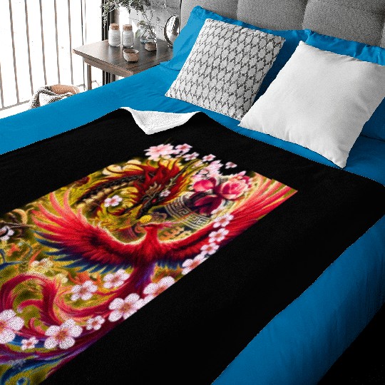 Chinese Dragon and Phoenix Baby Blankets