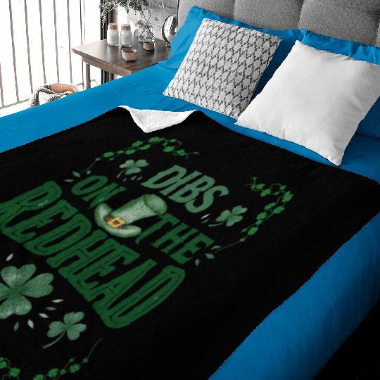 Irish Shamrock Dibs On The Redhead Baby Blankets