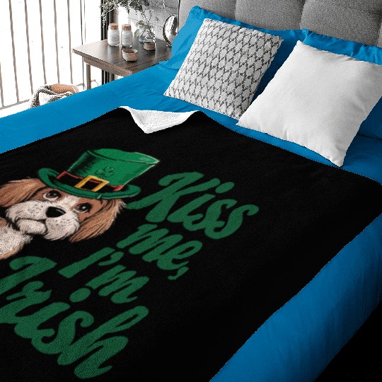 St. Patrick's Day Dog Kiss Me I'm Irish Cute Puppy Baby Blankets