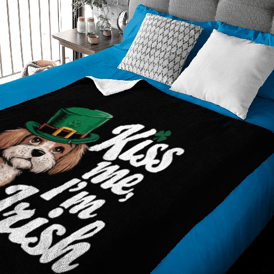St. Patrick's Day Dog Kiss Me I'm Irish Cute Puppy Baby Blankets