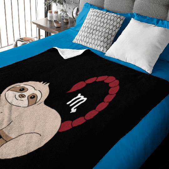 Scorpio Zodiac Sloth with Scorpio Sign Tail Baby Blankets
