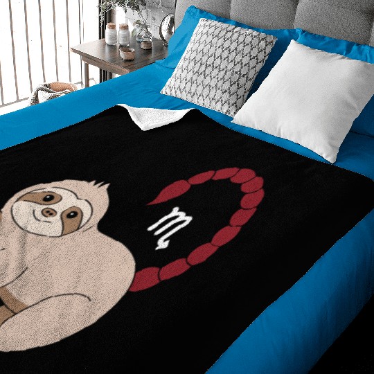 Scorpio Zodiac Sloth with Scorpio Sign Tail Baby Blankets