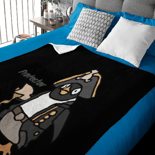 Cool Minimalist Penguin Chilling | Funny Baby Blankets