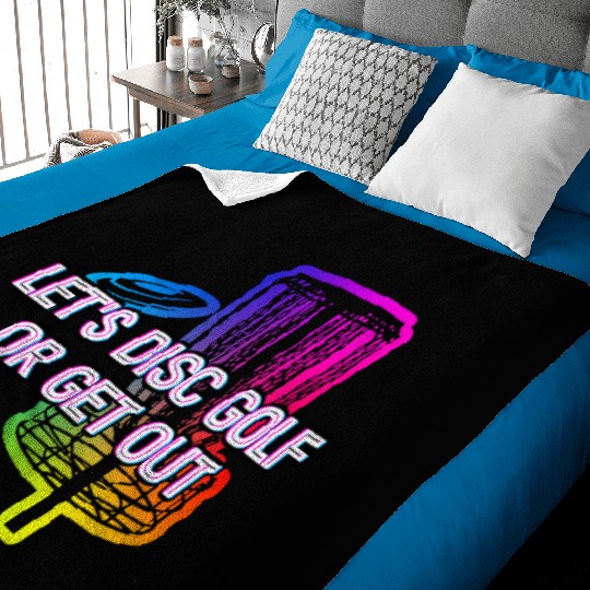 Lets Disc Golf or Get Out Funny Husband and Wife Baby Blankets