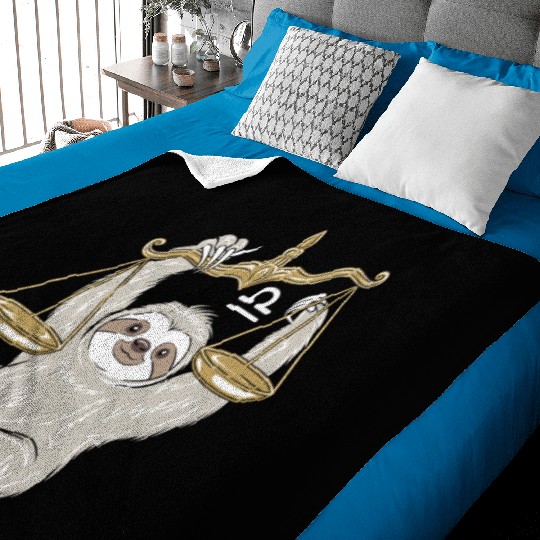 Charming Libra Zodiac Sloth Balancing Serenity Baby Blankets