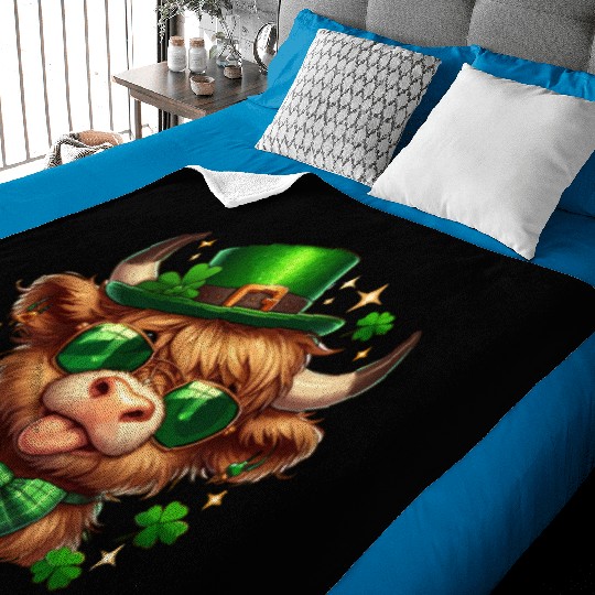 St Patricks Day Baby Blankets - Irish Lucky cow