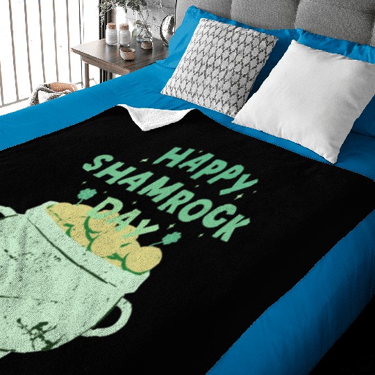 Happy Shamrock Day Gold Pot | Saint Patrick's Day Baby Blankets