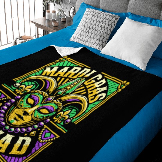 Mardi Gras Squad Mask Beads Celebration Baby Blankets