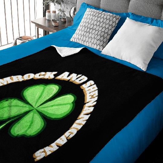 Shamrock and Sheninanigans 4-Leaf Clover Graphic Baby Blankets