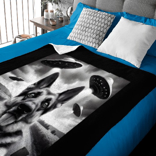 German shepherd Gsp Funny Graphic Selfie UFOs Weir Baby Blankets
