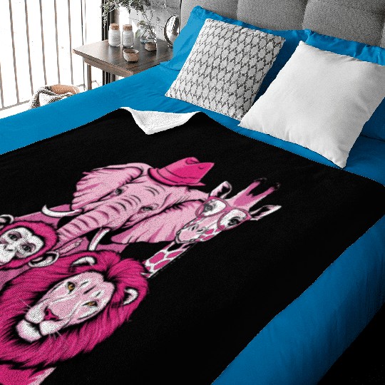 Elephant Monkey Lion Giraffe Cool Crew Pink Vibes Baby Blankets