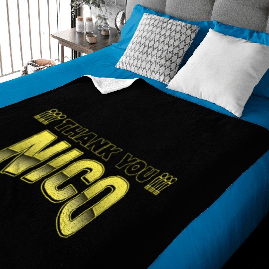 Thank you nico Baby Blankets design yellow