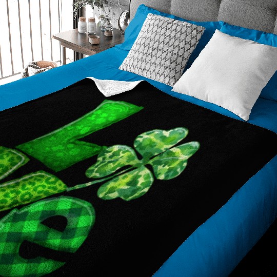 Love Shamrock St Patricks Day Baby Blankets