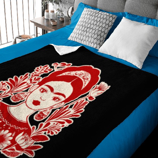 Frida Kahlo Illustration Feminist Art Baby Blankets