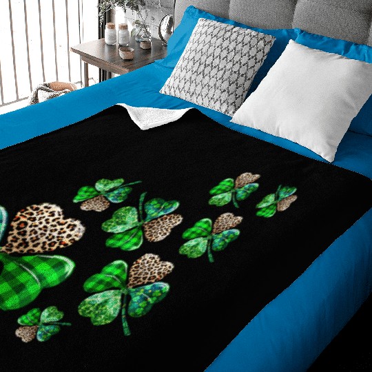 St. Patrick's Day Shamrock Irish Leopard Baby Blankets