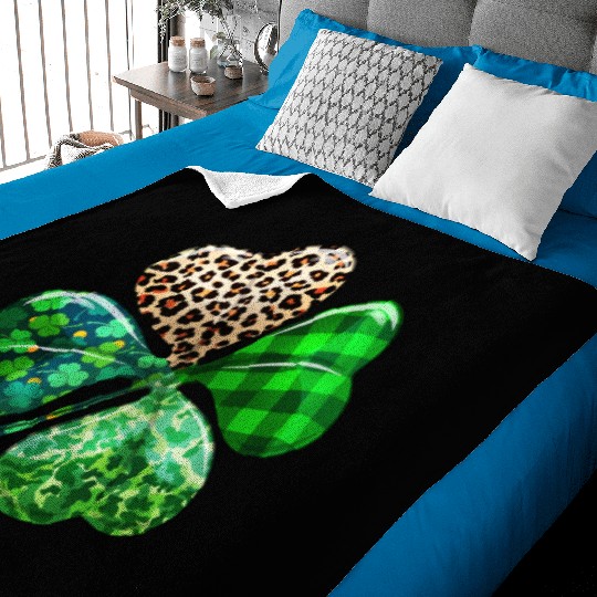St. Patrick's Day Shamrock Irish Leopard Baby Blankets