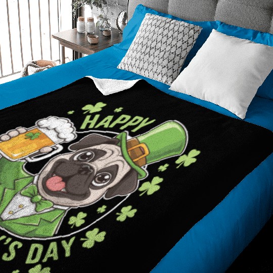 Funny St. Patrick’s Day Pug with Beer Mug Baby Blankets