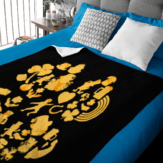 Gold 4-Leaf Clover Collage graphic Design Baby Blankets
