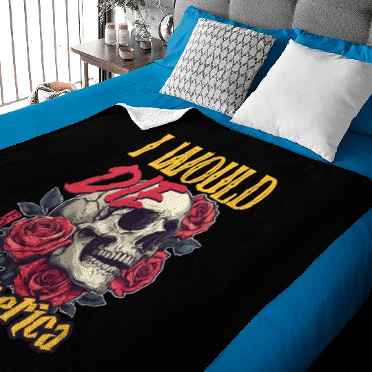 I Would Die For America skull And Roses Baby Blankets