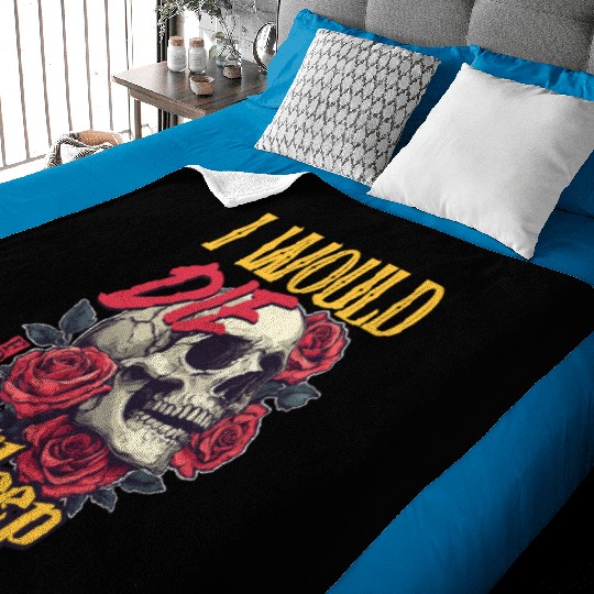 I Would Die For Sleep skull Roses Design Baby Blankets