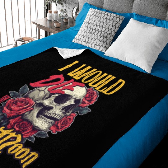I Would Die For The Moon skull And Roses Art Baby Blankets