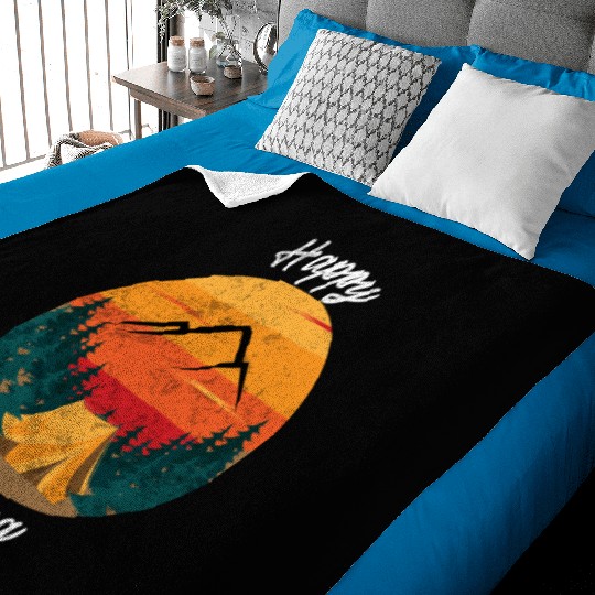 Happy Camping Baby Blankets Hiking Mountain Adventure