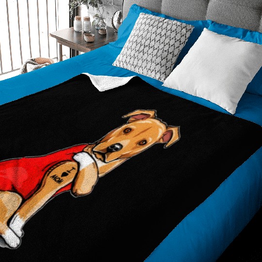 Staffordshire Terrier I Love Mom Tattoo Baby Blankets