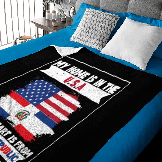 My Home The USA Heart From Dominican Republic US Baby Blankets