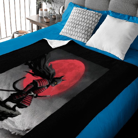 Japanese Cat Samurai Cat Baby Blankets