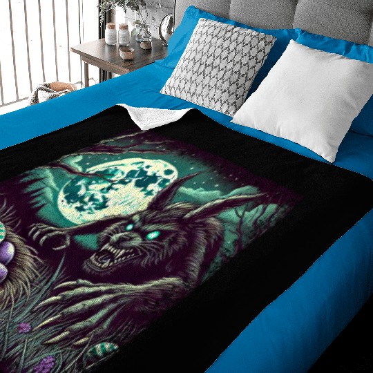 Creepy Werewolf Easter Bunny Nightmare Baby Blankets