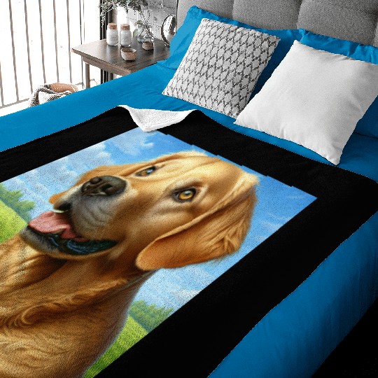 Realistic Golden Retriever Baby Blankets