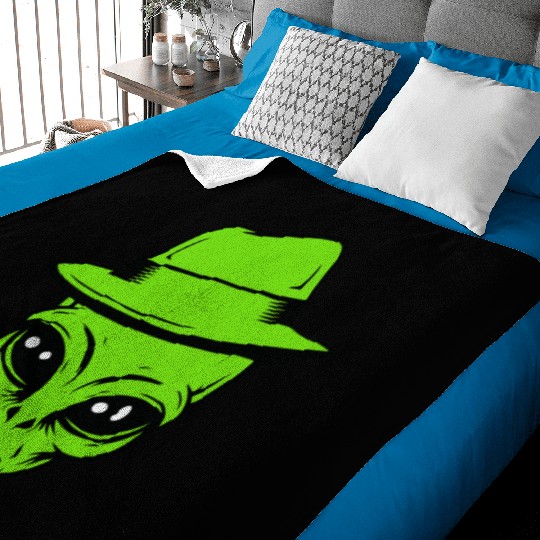 Grey Alien Retro Gangster Baby Blankets