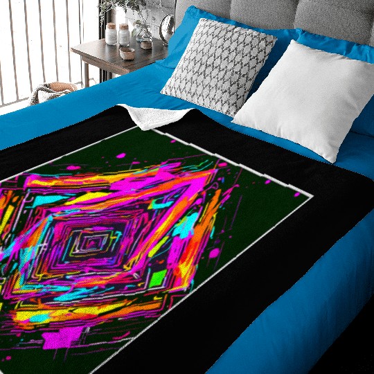 Neon Colors Vintage Party Rave Baby Blankets