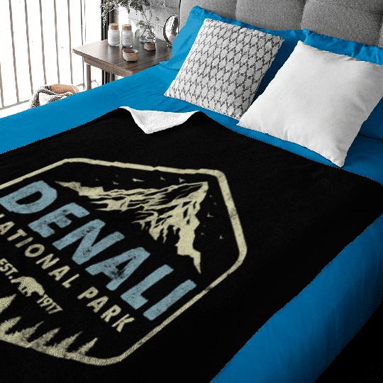 Retro Denali National Park Mountains Nature Hiking Baby Blankets