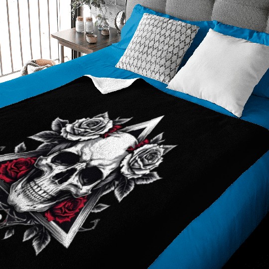 Gothic Skull & Roses Aesthetic Baby Blankets