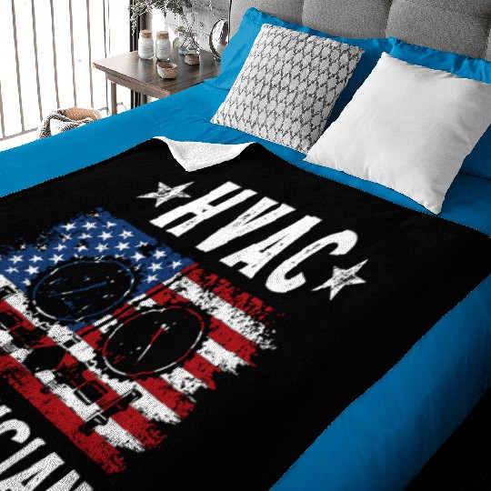 HVAC Technician Patriotic US American Flag Baby Blankets