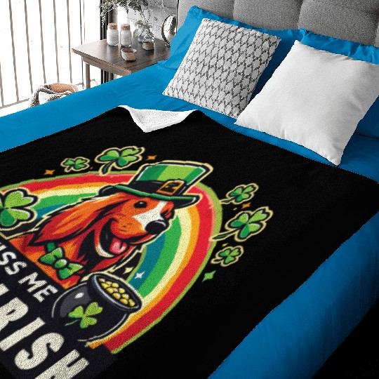 Kiss Me I'm Irish Dog St. Patrick's Day Baby Blankets