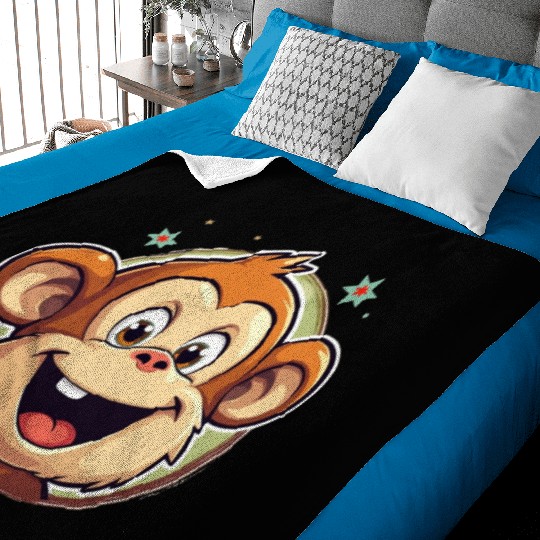 Cute Cartoon Monkey Face Baby Blankets